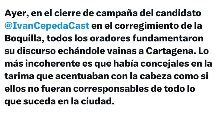 Jacqueline Perea cuestiona discursos en cierre de campaña de Iván Cepeda en La Boquilla